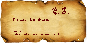 Matus Barakony névjegykártya